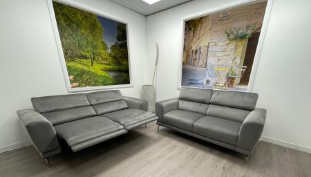 Natuzzi C106 Tranquilitta Power recliner 3 & static 2 Grey velvet sofa
